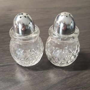 Crystal Salt and Pepper Shakers with Silver Tops
